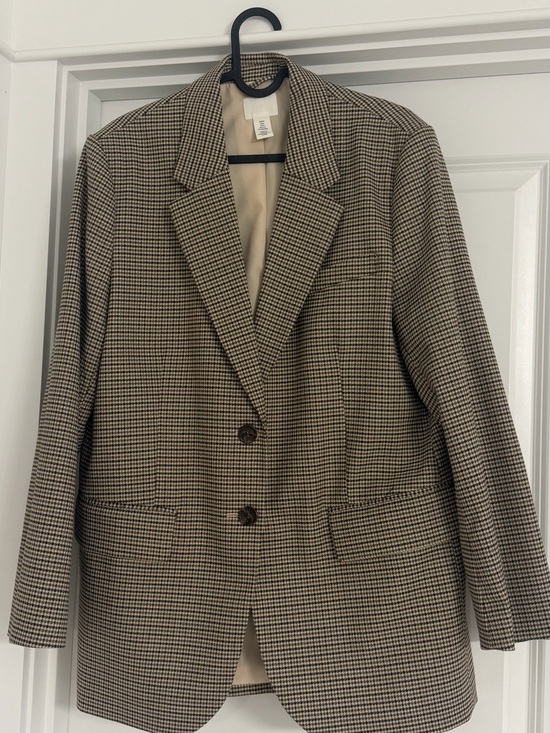 H&M Jackets & Blazers - Womens Houndstooth Blazer Jacket - Tan/Black
